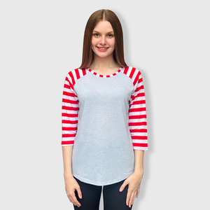 Candy Cane Gray Red Stripes Top