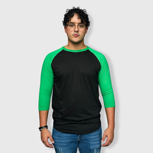 Adult Plain Raglan 3/4 T-Shirt - Black Body