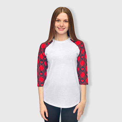 Heart Buffalo Plaid White Polyester Top