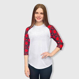 Heart Buffalo Plaid White Polyester Top