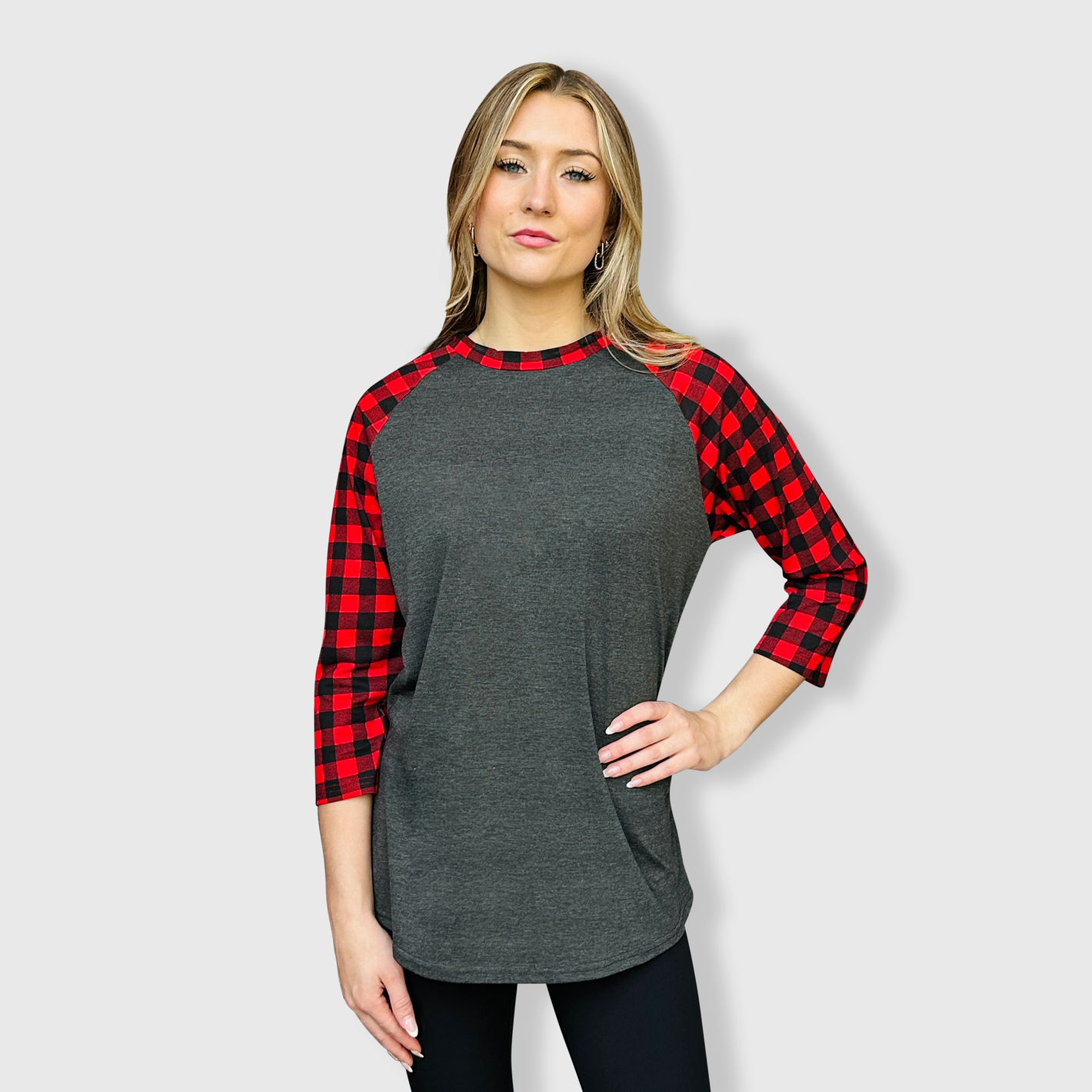 Buffalo Plaid Charcoal Red Adult