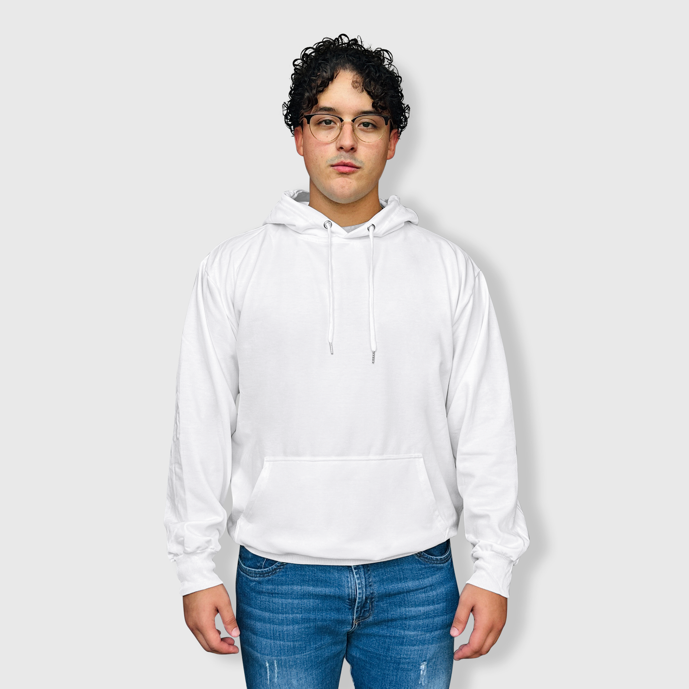 Polyester White Cotton-Feel Heavyweight Hoodie