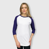 Adult Plain Raglan 3/4 T-Shirt - White Body - White/Royal Blue