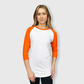 Adult Plain Raglan 3/4 T-Shirt - White Body