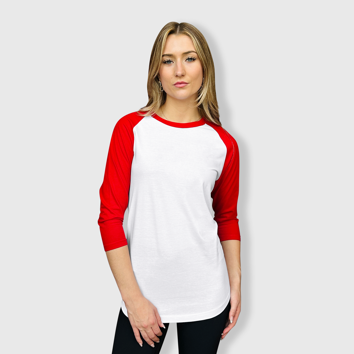 Adult Plain Raglan 3/4 T-Shirt - White Body