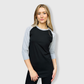 Adult Plain Raglan 3/4 T-Shirt - Black Body