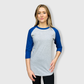 Adult Plain Raglan 3/4 T-Shirt - Gray Body