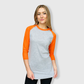 Adult Plain Raglan 3/4 T-Shirt - Gray Body