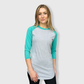 Adult Plain Raglan 3/4 T-Shirt - Gray Body