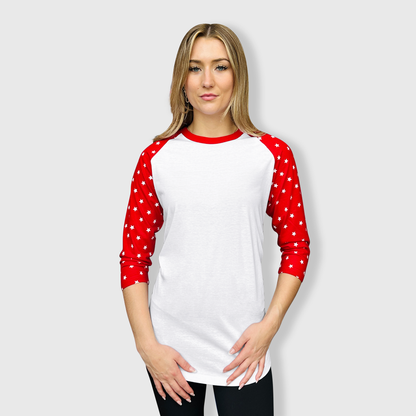 Star Sleeves White Red Top