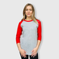 Adult Plain Raglan 3/4 T-Shirt - Gray Body