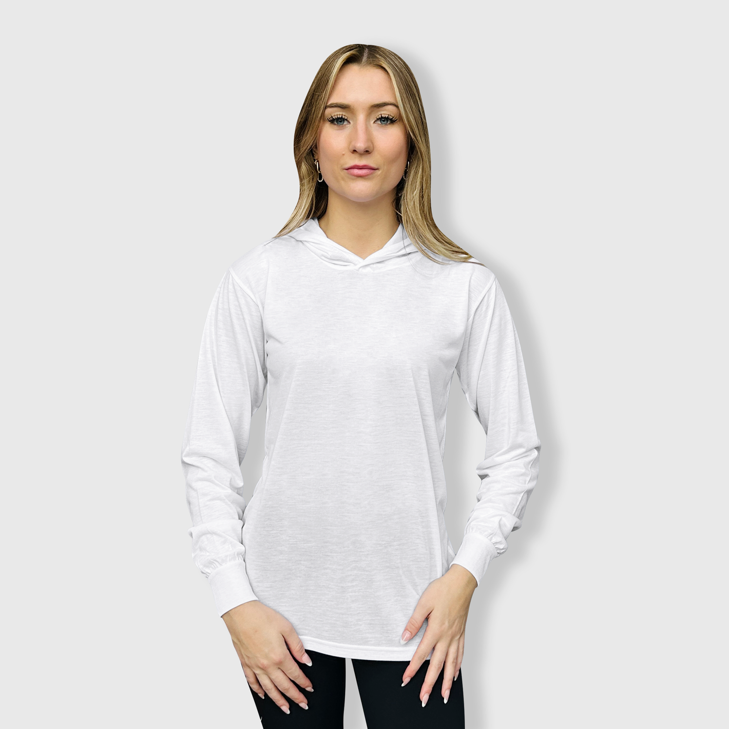 Polyester White Cotton-Feel Lightweight Hoodie