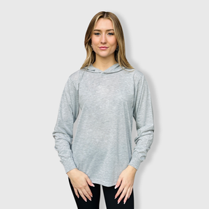 Polyester Gray Cotton-Feel Lightweight Hoodie