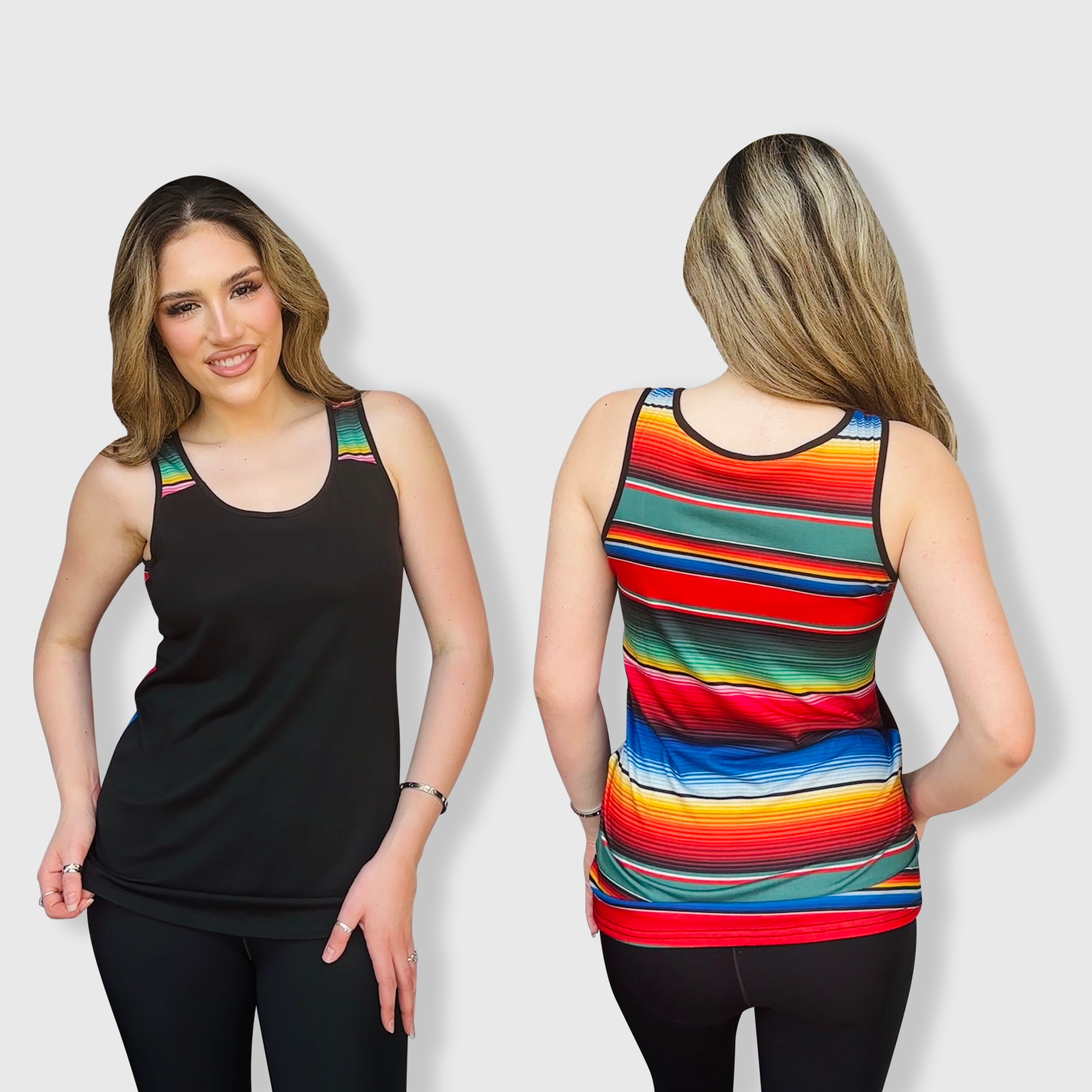 Serape Black Polyester Tank Top