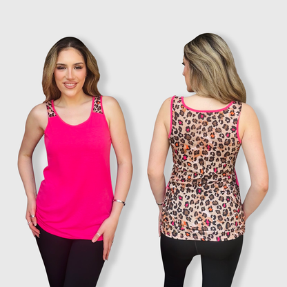 Cheetah Hot Pink Polyester Tank Top