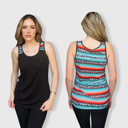 Serape Cheetah Black Polyester Tank Top