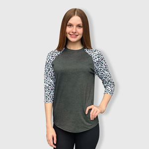 Cheetah Charcoal Green Polyester Top