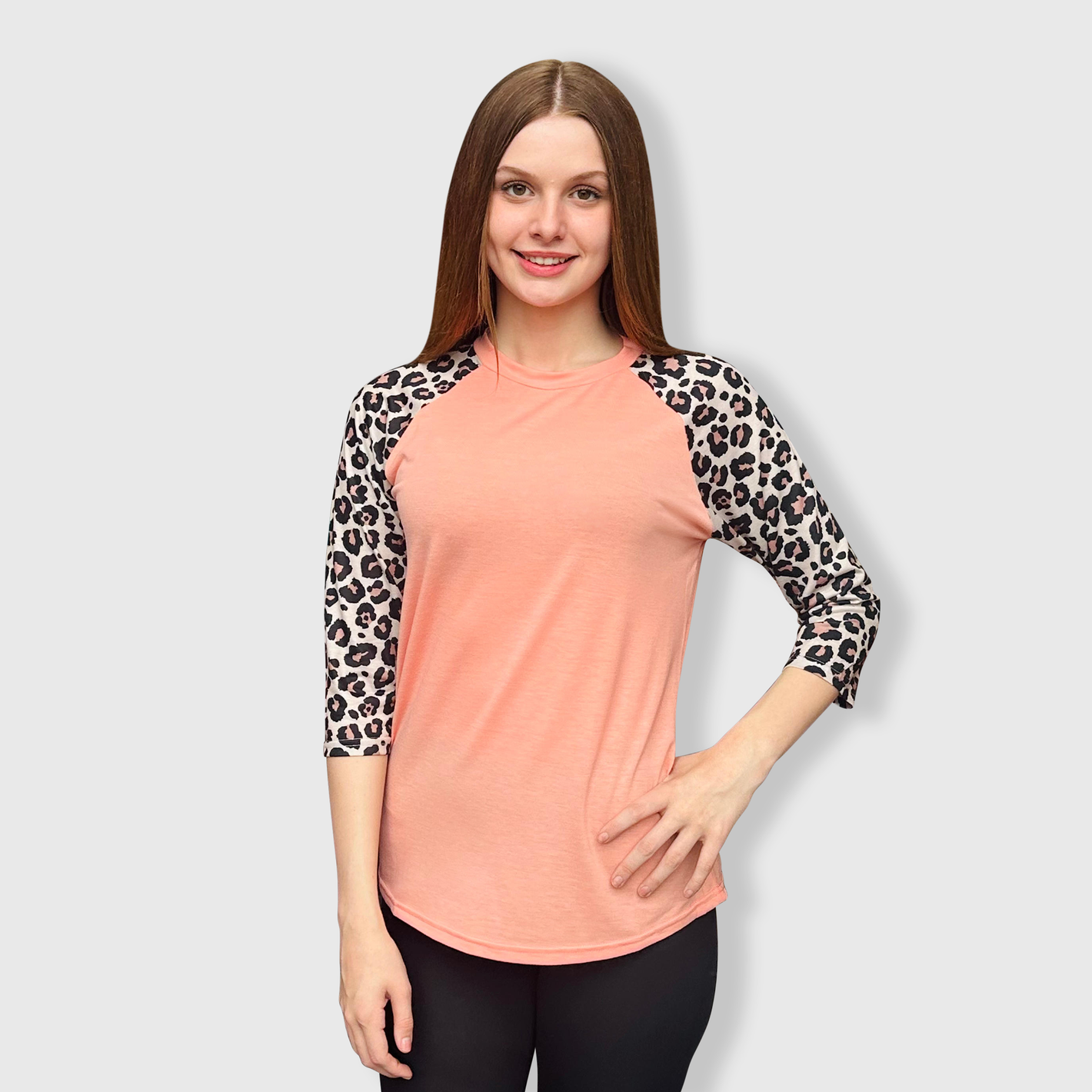 Cheetah Coral Polyester Top