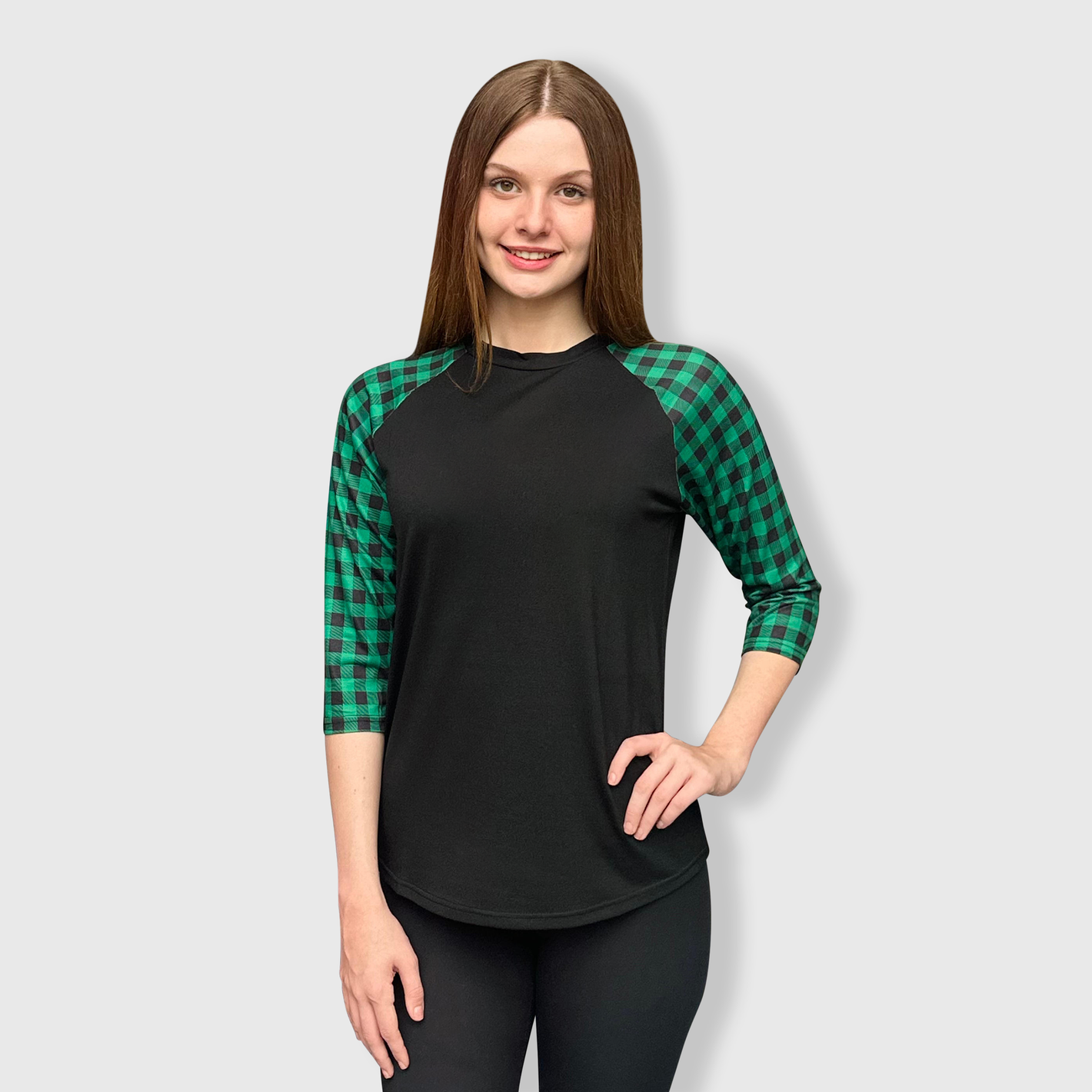 Buffalo Plaid Black Green Top Adult