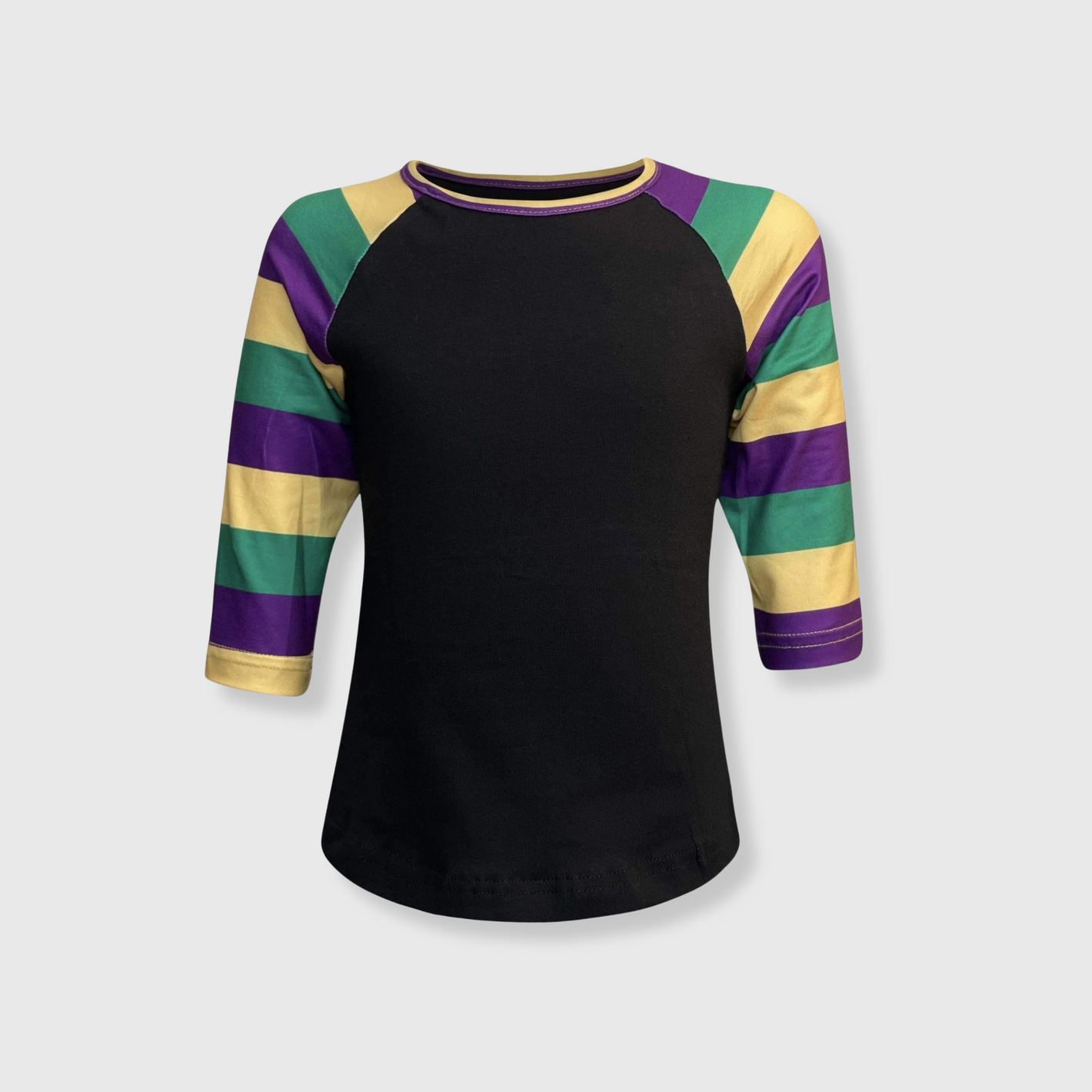 Mardi Gras Striped Black Top Kids