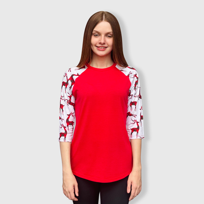 Reindeer Plaid Red Polyester Top