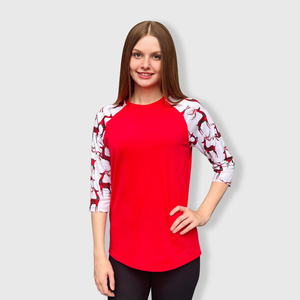 Reindeer Plaid Red Polyester Top