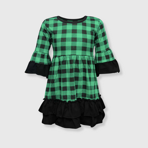 Buffalo Plaid Green Dress Kids