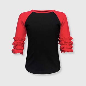 Black Red Ruffle Raglan Kids