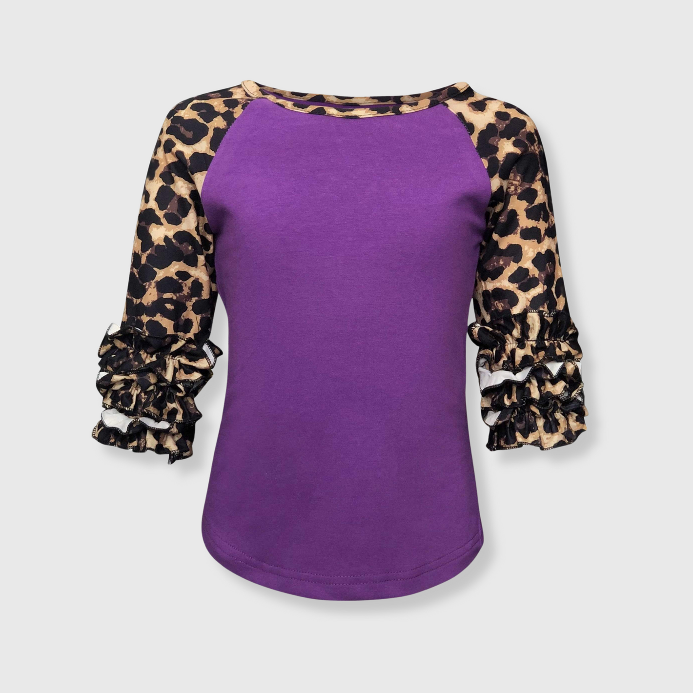 Cheetah Print Purple Ruffle Raglan Kids