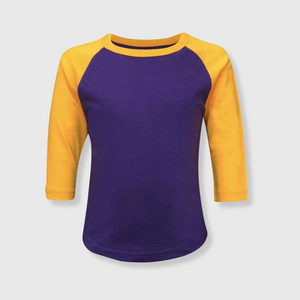 Kids Plain Raglan 3/4 T-Shirt - Purple Gold