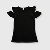 Cold Shoulder Ruffled Top Kids - Black