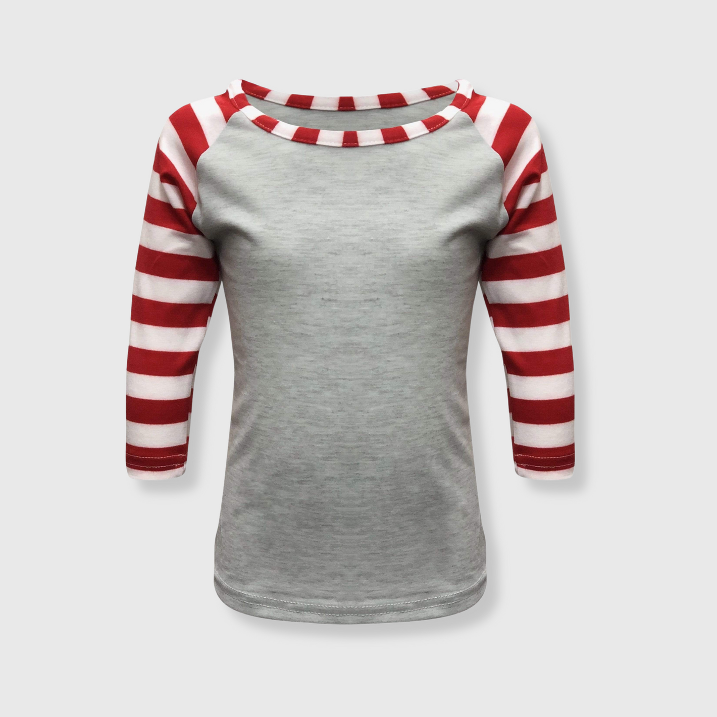 Candy Cane Gray Red Stripes Top Kids