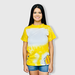 Softball Cheetah Yellow Blank Faux Bleached Top