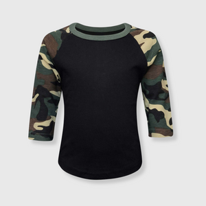 Camouflage Raglan Black/Camo Kids