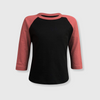 Kids Plain Raglan 3/4 T-Shirt - Black Body - Black/Coral