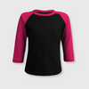 Kids Plain Raglan 3/4 T-Shirt - Black Body - Black/Hot Pink