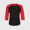 Kids Plain Raglan 3/4 T-Shirt - Black Body - Black/Red