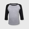 Kids Plain Raglan 3/4 T-Shirt - Gray Body - Gray/Black