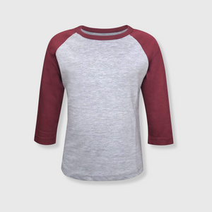 Kids Plain Raglan 3/4 T-Shirt - Gray Body