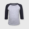 Kids Plain Raglan 3/4 T-Shirt - Gray Body - Gray/Navy