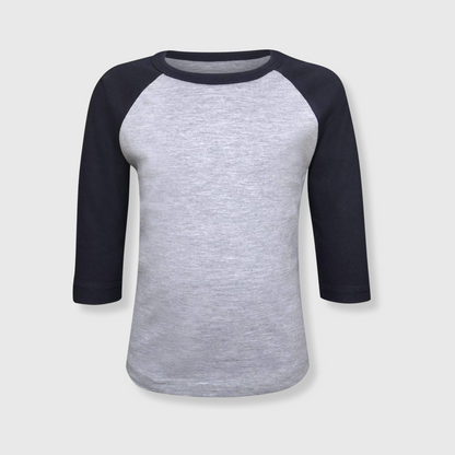 Kids Plain Raglan 3/4 T-Shirt - Gray Body