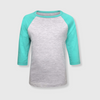 Kids Plain Raglan 3/4 T-Shirt - Gray Body - Gray/Tiffany