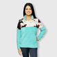 Sherpa Turquoise Brown Cow Pullover Women