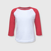 Kids Plain Raglan 3/4 T-Shirt - White Body - White/Red