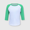 Kids Plain Raglan 3/4 T-Shirt - White Body - White/Kelly Green