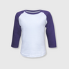 Kids Plain Raglan 3/4 T-Shirt - White Body - White/Purple