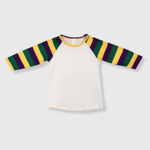 Mardi Gras Striped White Top Kids