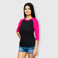 Adult Plain Raglan 3/4 T-Shirt - Black Body