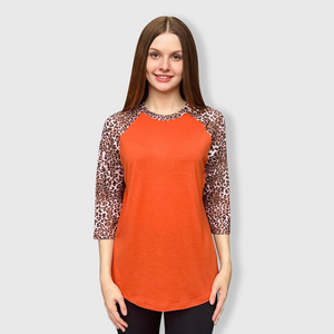 Cheetah Orange Dark Brown Polyester Top