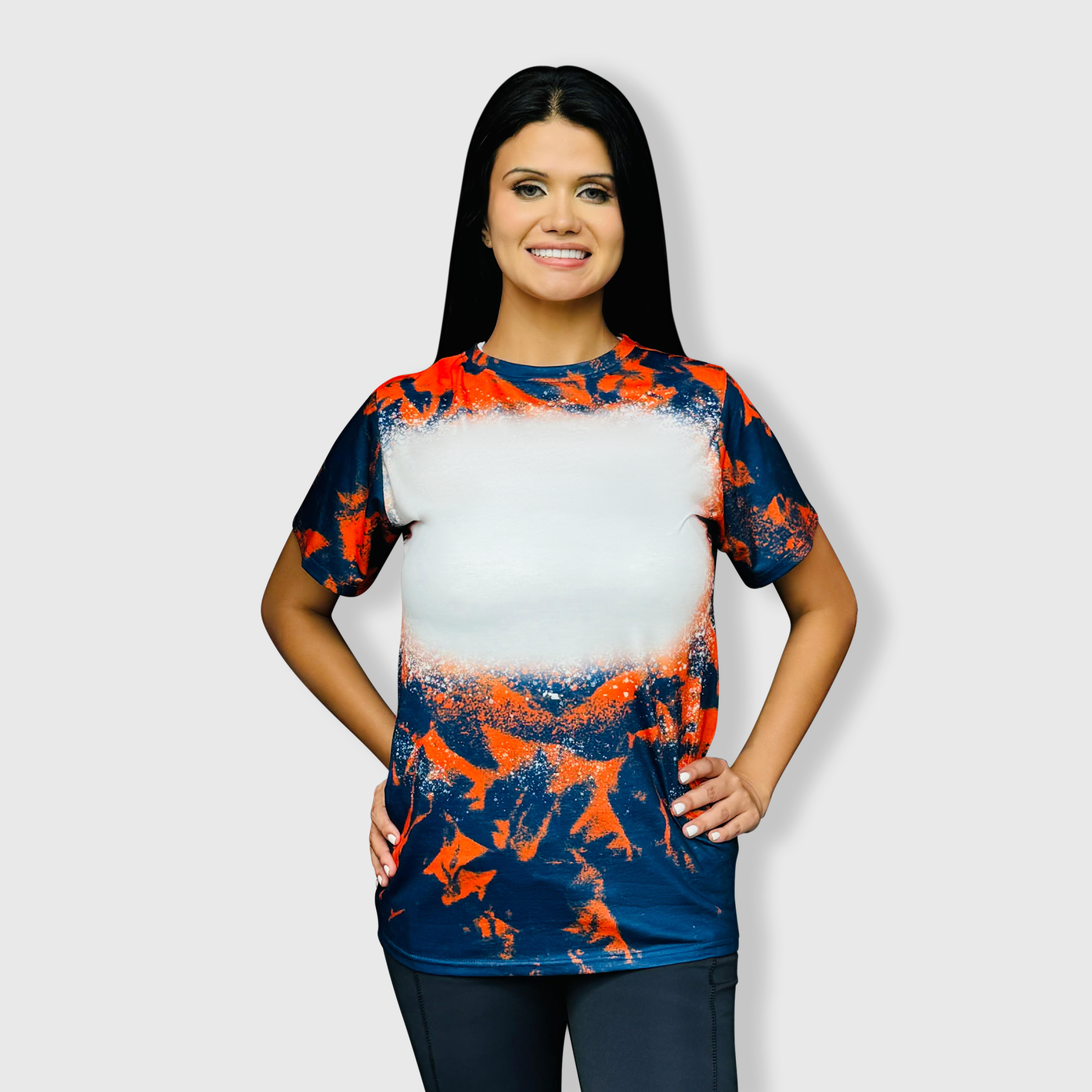 Cloud Navy Orange Blank Faux Bleached Top